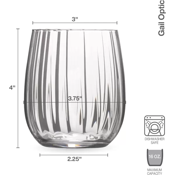 Mikasa Gail Optic Set of 4 Highball Tumbler Cups, 4 Count , Clear