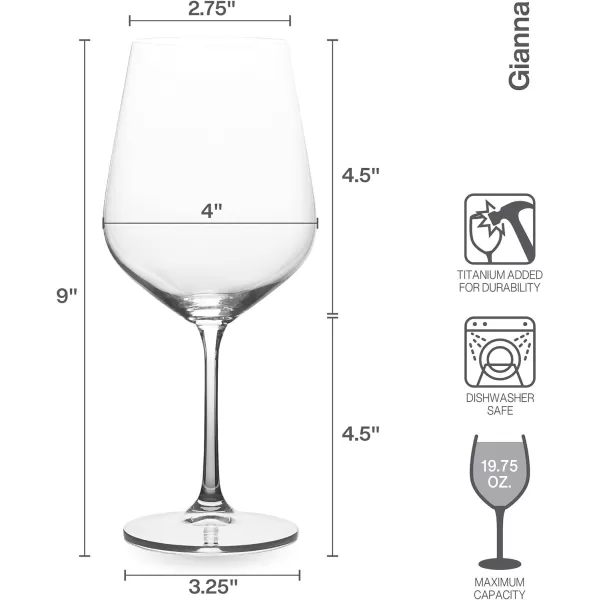 Mikasa Gianna Ombre Set of 4 Red Wine Glasses, 19.75-Ounce, Sage