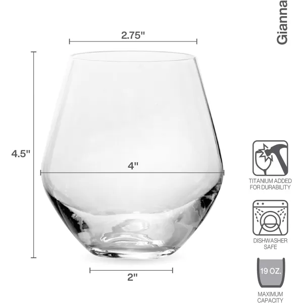 Mikasa Gianna Ombre Set of 4 Red Wine Glasses, 19.75-Ounce, Sage