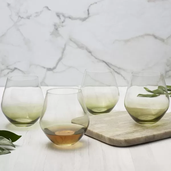 Mikasa Gianna Ombre Set of 4 Red Wine Glasses, 19.75-Ounce, Sage