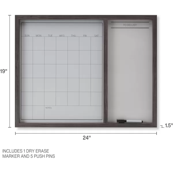 Mikasa Gold Framed Calendar White Cork Board Combo, Includes 5 Tacks and 1 Marker, 24x19