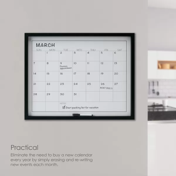 Mikasa Gold Framed Calendar White Cork Board Combo, Includes 5 Tacks and 1 Marker, 24x19