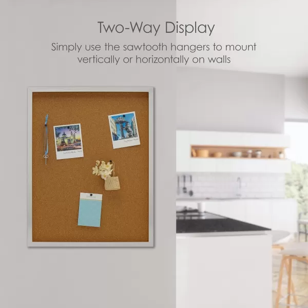 Mikasa Gold Framed Calendar White Cork Board Combo, Includes 5 Tacks and 1 Marker, 24x19