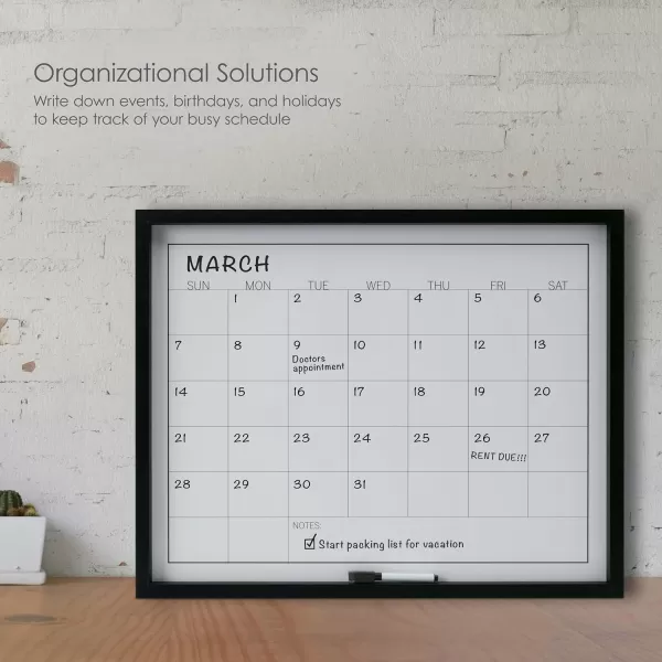 Mikasa Gold Framed Calendar White Cork Board Combo, Includes 5 Tacks and 1 Marker, 24x19