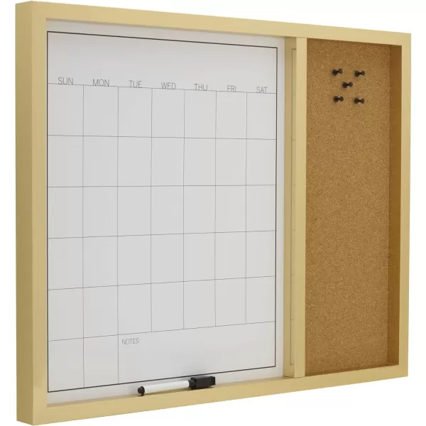 Mikasa Gold Framed Calendar White Cork Board Combo, Includes 5 Tacks and 1 Marker, 24x19