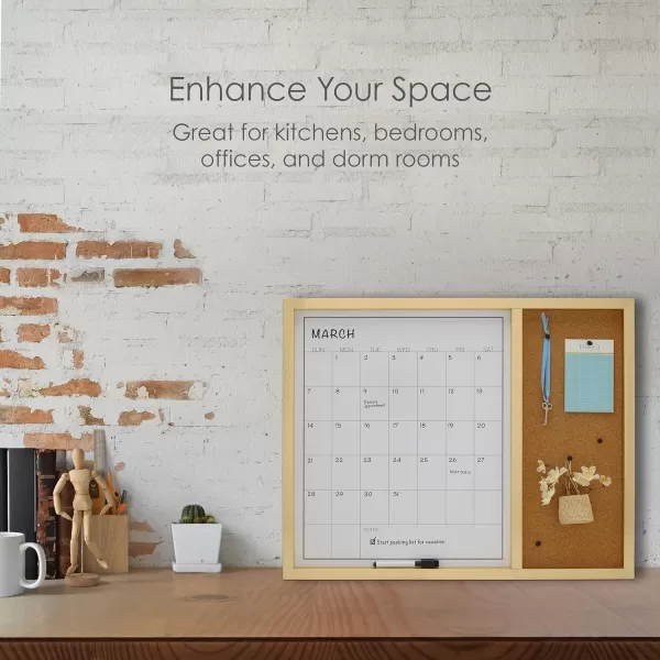 Mikasa Gold Framed Calendar White Cork Board Combo, Includes 5 Tacks and 1 Marker, 24x19