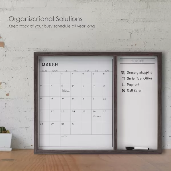 Mikasa Gold Framed Calendar White Cork Board Combo, Includes 5 Tacks and 1 Marker, 24x19