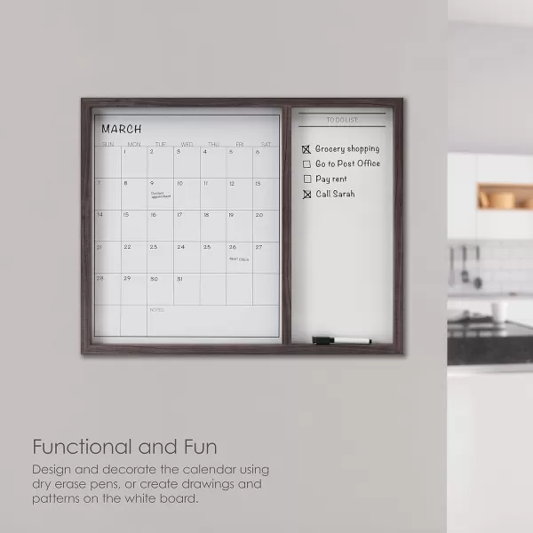 Mikasa Gold Framed Calendar White Cork Board Combo, Includes 5 Tacks and 1 Marker, 24x19