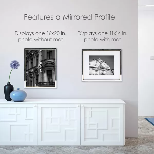 Mikasa Gold Mirrored 16x20 Matted to 11x14 Picture Frames, Horizontal or Vertica Display