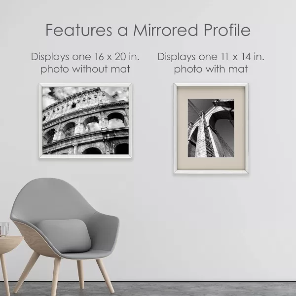 Mikasa Gold Mirrored 16x20 Matted to 11x14 Picture Frames, Horizontal or Vertica Display