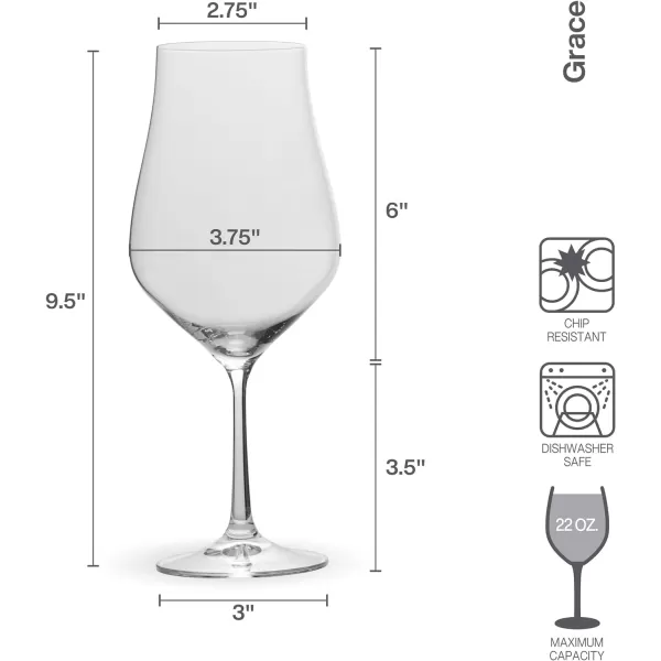 Mikasa Grace Set of 4 Champagne Flutes, 8-Ounce, Clear