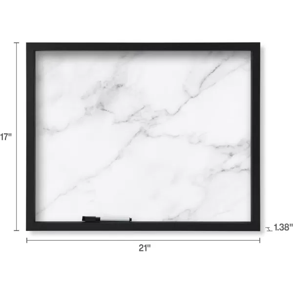 Mikasa Home Accents Marble White Board with Dry Erase Pen for Home Office, Dorm Room, Bedroom, Kitchen, Classroom, 21 x 17 Inch, Black