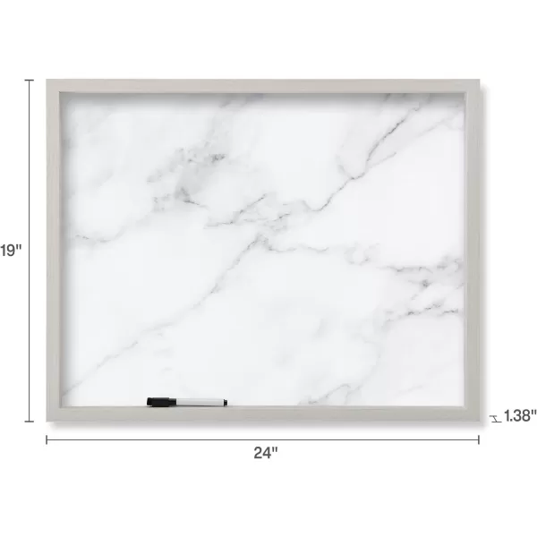 Mikasa Home Accents Marble White Board with Dry Erase Pen for Home Office, Dorm Room, Bedroom, Kitchen, Classroom, 21 x 17 Inch, Black