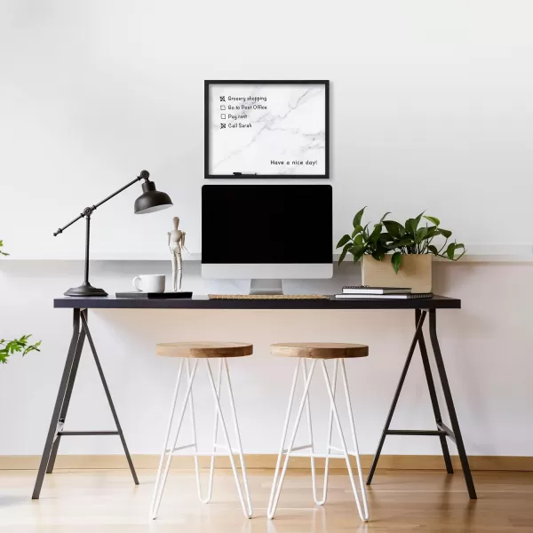 Mikasa Home Accents Marble White Board with Dry Erase Pen for Home Office, Dorm Room, Bedroom, Kitchen, Classroom, 21 x 17 Inch, Black