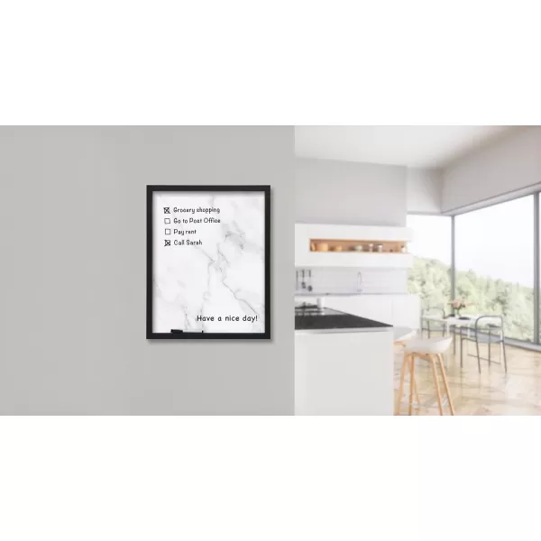 Mikasa Home Accents Marble White Board with Dry Erase Pen for Home Office, Dorm Room, Bedroom, Kitchen, Classroom, 21 x 17 Inch, Black