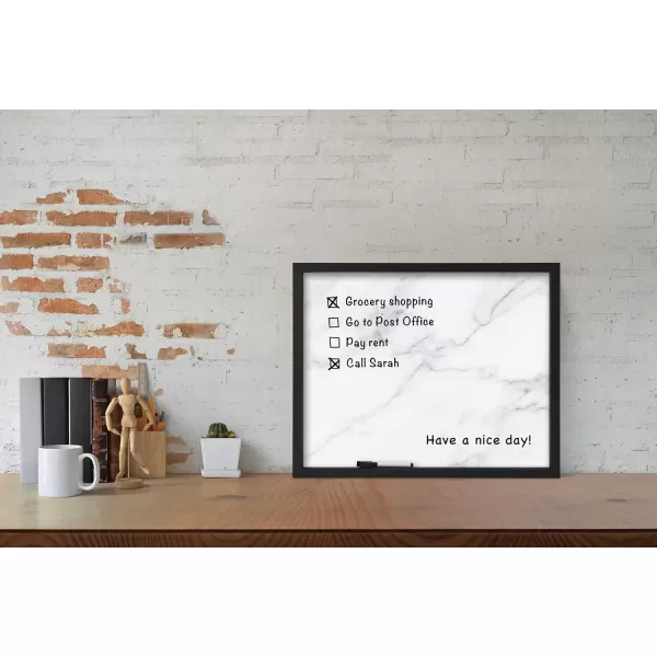 Mikasa Home Accents Marble White Board with Dry Erase Pen for Home Office, Dorm Room, Bedroom, Kitchen, Classroom, 21 x 17 Inch, Black