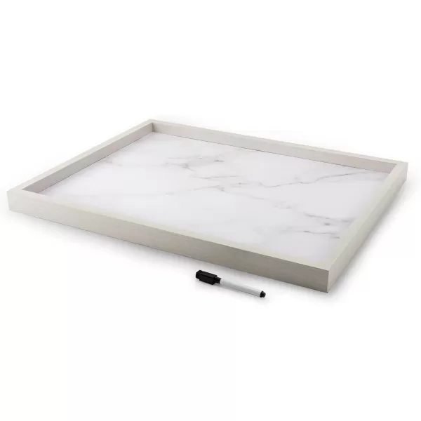 Mikasa Home Accents Marble White Board with Dry Erase Pen for Home Office, Dorm Room, Bedroom, Kitchen, Classroom, 21 x 17 Inch, Black