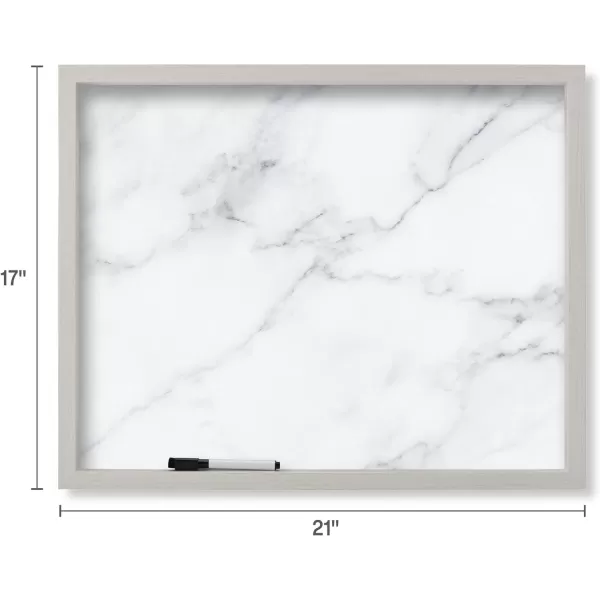 Mikasa Home Accents Marble White Board with Dry Erase Pen for Home Office, Dorm Room, Bedroom, Kitchen, Classroom, 21 x 17 Inch, Black