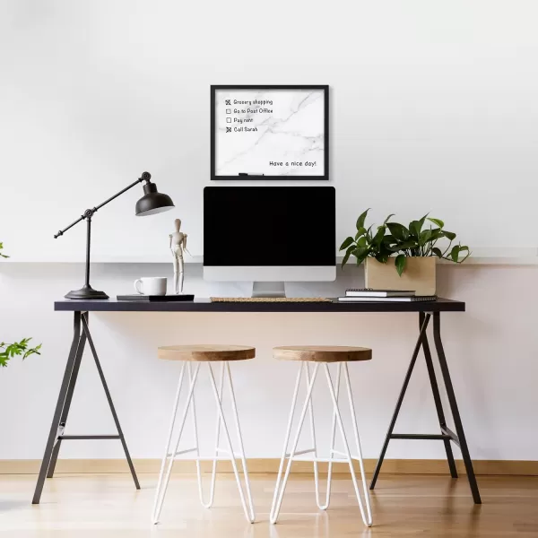 Mikasa Home Accents Marble White Board with Dry Erase Pen for Home Office, Dorm Room, Bedroom, Kitchen, Classroom, 21 x 17 Inch, Black
