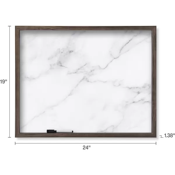 Mikasa Home Accents Marble White Board with Dry Erase Pen for Home Office, Dorm Room, Bedroom, Kitchen, Classroom, 21 x 17 Inch, Black