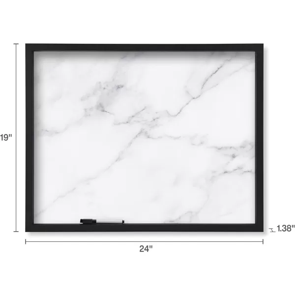 Mikasa Home Accents Marble White Board with Dry Erase Pen for Home Office, Dorm Room, Bedroom, Kitchen, Classroom, 21 x 17 Inch, Black