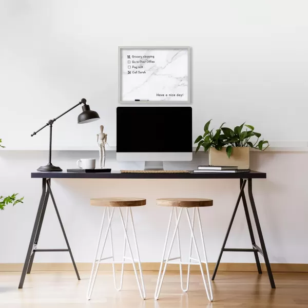 Mikasa Home Accents Marble White Board with Dry Erase Pen for Home Office, Dorm Room, Bedroom, Kitchen, Classroom, 21 x 17 Inch, Black