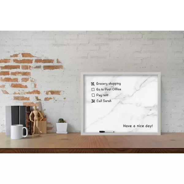 Mikasa Home Accents Marble White Board with Dry Erase Pen for Home Office, Dorm Room, Bedroom, Kitchen, Classroom, 21 x 17 Inch, Black