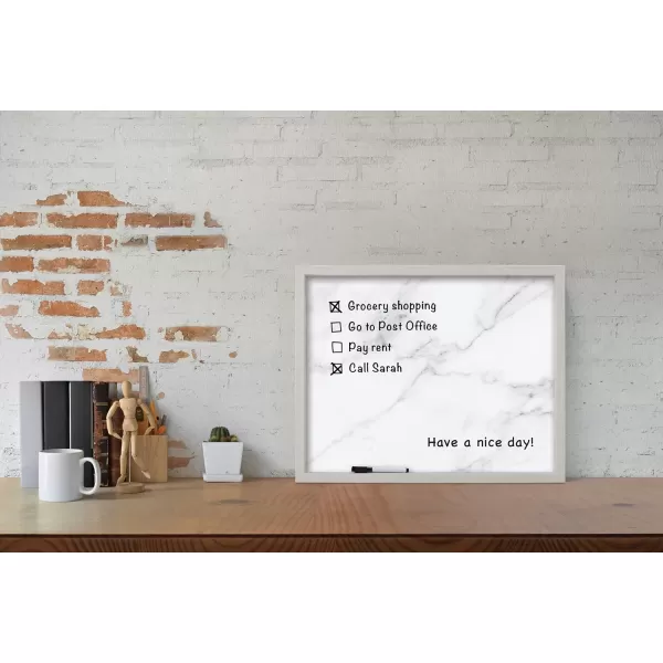 Mikasa Home Accents Marble White Board with Dry Erase Pen for Home Office, Dorm Room, Bedroom, Kitchen, Classroom, 21 x 17 Inch, Black