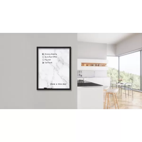 Mikasa Home Accents Marble White Board with Dry Erase Pen for Home Office, Dorm Room, Bedroom, Kitchen, Classroom, 21 x 17 Inch, Black