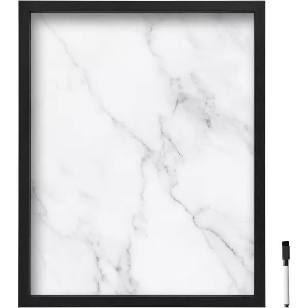 Mikasa Home Accents Marble White Board with Dry Erase Pen for Home Office, Dorm Room, Bedroom, Kitchen, Classroom, 21 x 17 Inch, Black
