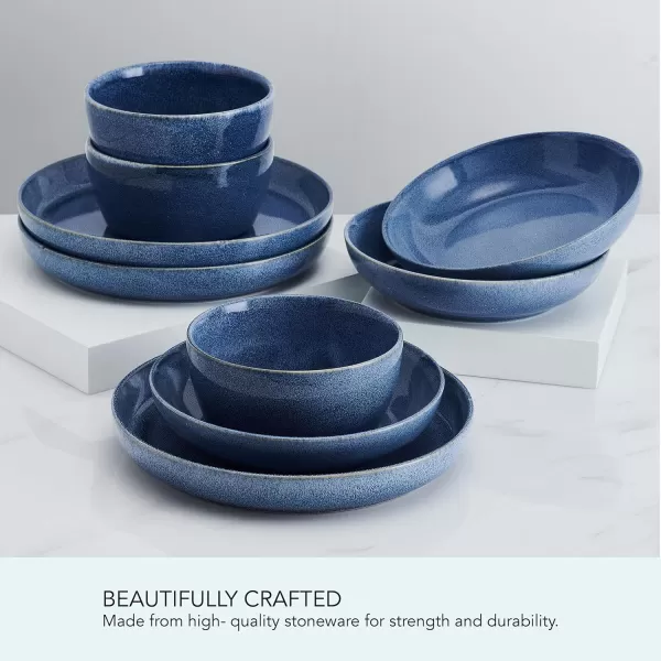Mikasa Huxley 9 Piece Dinnerware Bowl Set, Service for 3, Blue