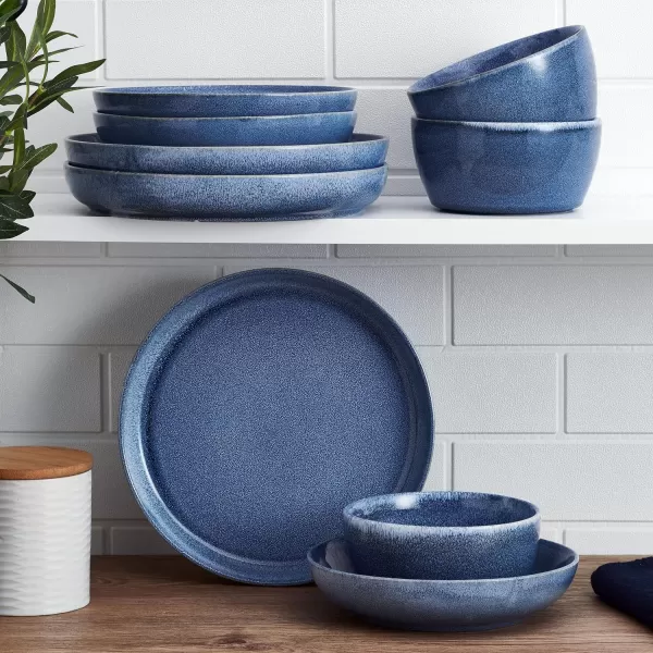 Mikasa Huxley 9 Piece Dinnerware Bowl Set, Service for 3, Blue