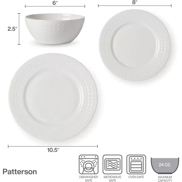 Mikasa Kamryn Vegan Bone Chip Resistant 12 Piece Dinnerware Set, White, Service for 4