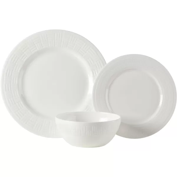 Mikasa Kamryn Vegan Bone Chip Resistant 12 Piece Dinnerware Set, White, Service for 4