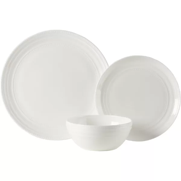 Mikasa Kamryn Vegan Bone Chip Resistant 12 Piece Dinnerware Set, White, Service for 4