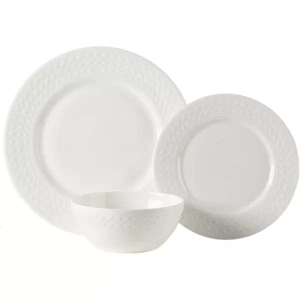 Mikasa Kamryn Vegan Bone Chip Resistant 12 Piece Dinnerware Set, White, Service for 4