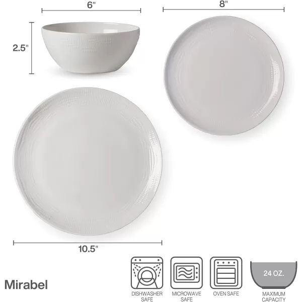 Mikasa Kamryn Vegan Bone Chip Resistant 12 Piece Dinnerware Set, White, Service for 4