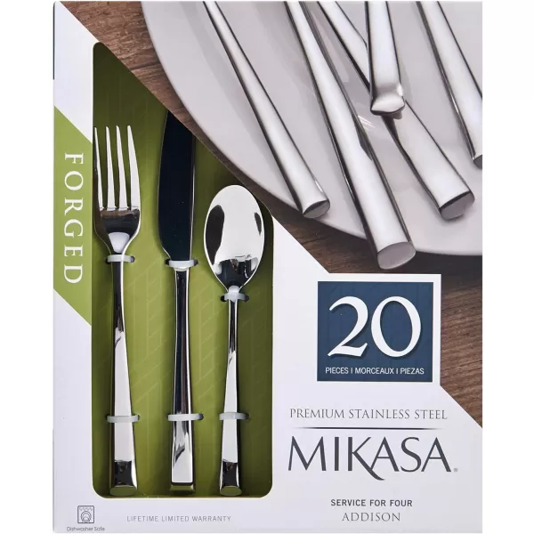 Mikasa Kyler Flatware, 20-Piece Set, Service for 4, Stainless Steel