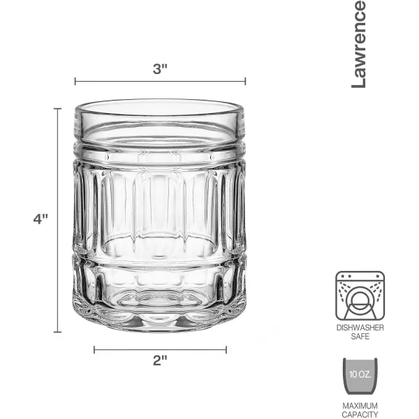 Mikasa Lawrence Double Old Fashioned Whiskey Glasses, Set of 4, Clear
