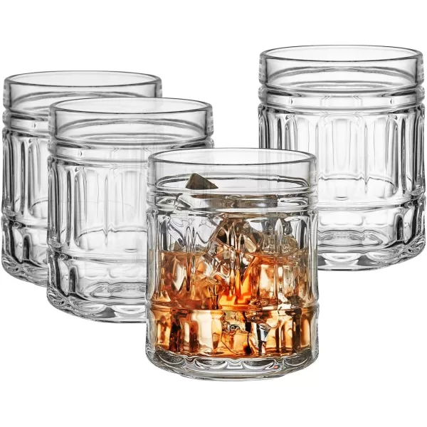 Mikasa Lawrence Double Old Fashioned Whiskey Glasses, Set of 4, Clear