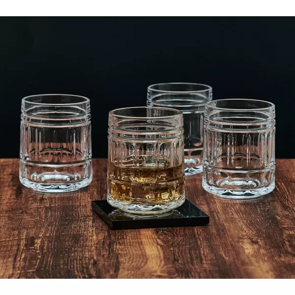 Mikasa Lawrence Double Old Fashioned Whiskey Glasses, Set of 4, Clear
