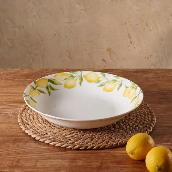 Mikasa Lemons Oval Bone China Lightweight Chip Resistant Serving Platter, 14-Inch, Multicolor