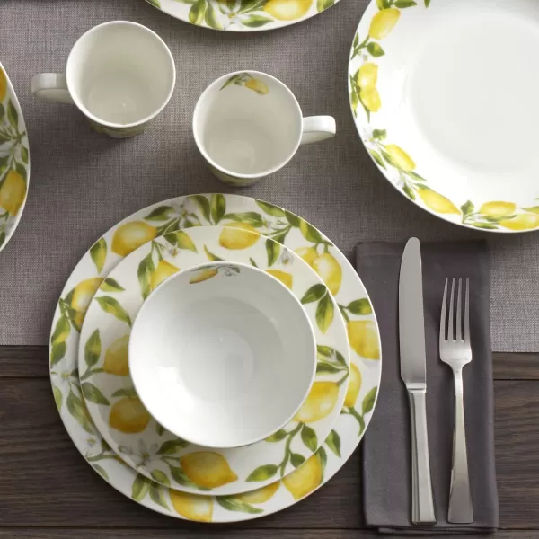 Mikasa Lemons Oval Bone China Lightweight Chip Resistant Serving Platter, 14-Inch, Multicolor
