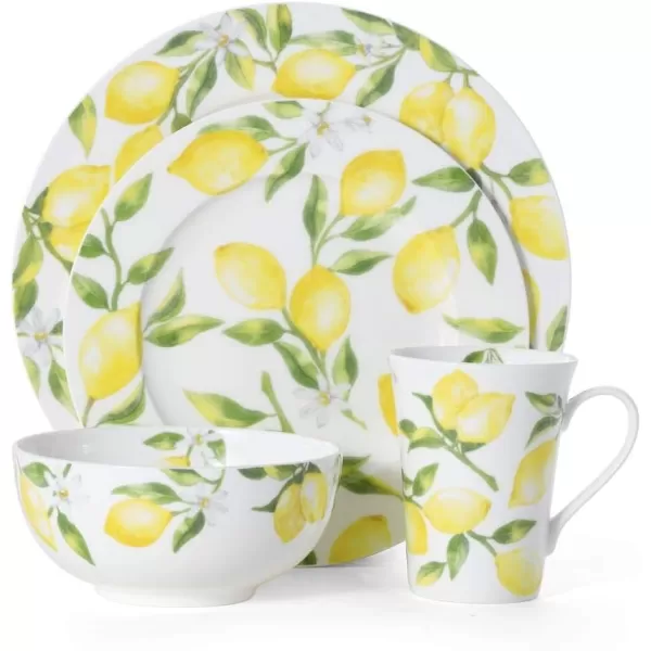 Mikasa Lemons Oval Bone China Lightweight Chip Resistant Serving Platter, 14-Inch, Multicolor