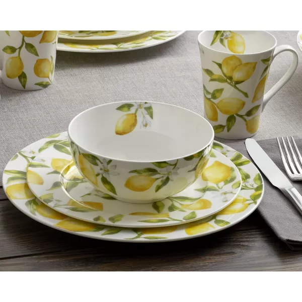 Mikasa Lemons Oval Bone China Lightweight Chip Resistant Serving Platter, 14-Inch, Multicolor