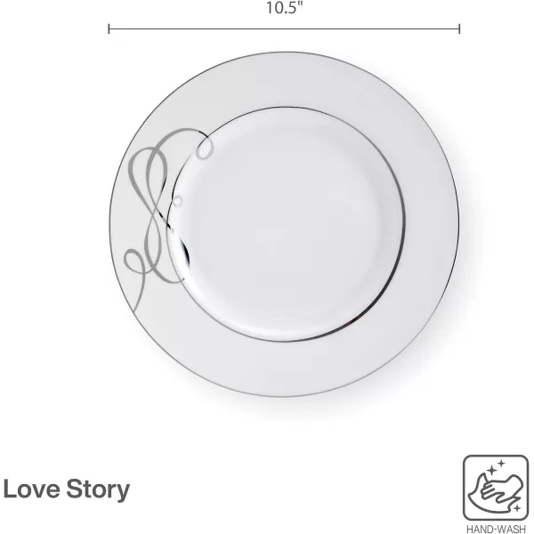 Mikasa Love Story Platinum Banded Teacup and Saucer Set, Set of 4, 9.6-Ounce, White