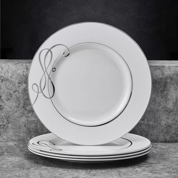 Mikasa Love Story Platinum Banded Teacup and Saucer Set, Set of 4, 9.6-Ounce, White