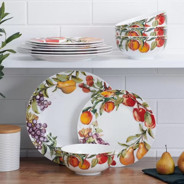 Mikasa Mandarin Bone China Lightweight Chip Resistant 12 Piece Dinnerware Set, Service for 4