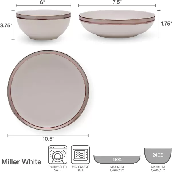 Mikasa Miller 12 Piece Dinnerware Set, Service for 4, Black