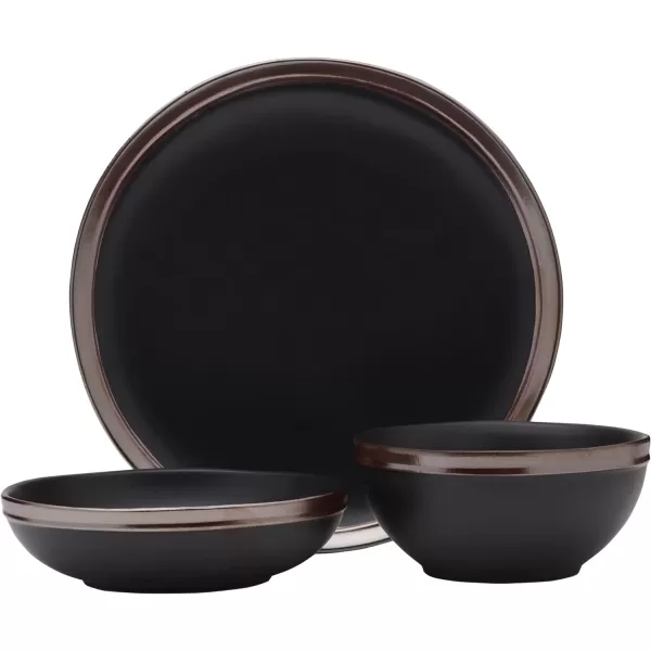 Mikasa Miller 12 Piece Dinnerware Set, Service for 4, Black